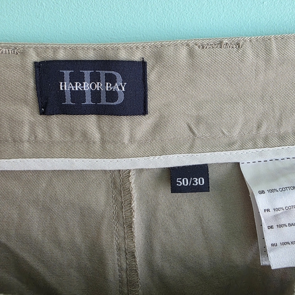NEW Harbor Bay HB Khaki Two Pleat Waist Relaxer Pants Mens 50x30